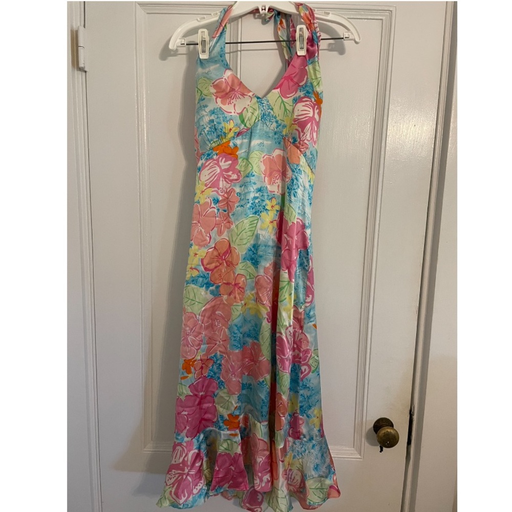 Silk Tropical Midi Dress (vintage)